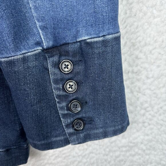 Gloria Vanderbilt X Siriano Collab Denim Blazer Patchwork Jean Jacket Blue Sz 18 - Picture 7 of 12